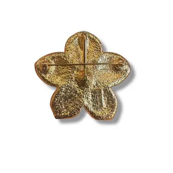 YSL Yves Saint Laurent Flower Rhinestone Brooch Pendant